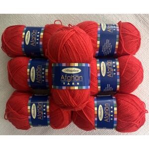 7 Skein Lot Herrschners 2-PLY AFGHAN Yarn Acrylic #0002 Red Machine Washable NEW